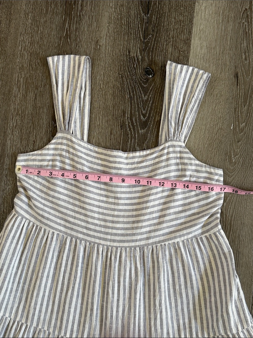 Madewell Striped Tiered Sundress in Light Gray and White Size L - Picture 5 of 11
